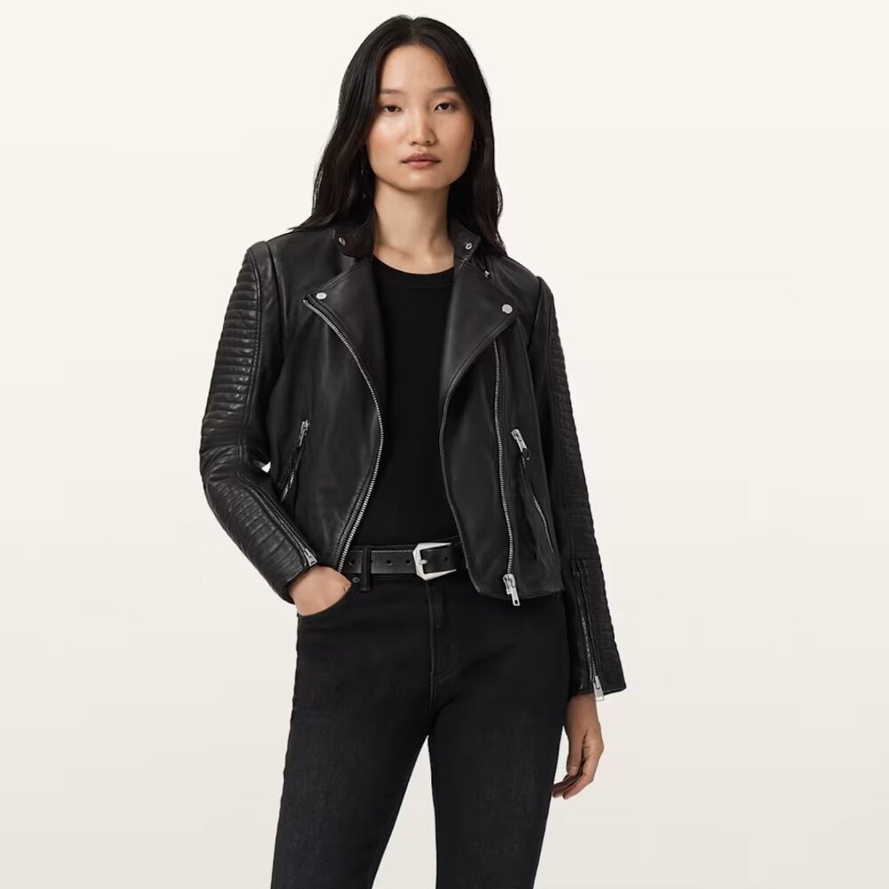 AllSaints Leather Biker Jacket | US4 - Picture 2 of 7